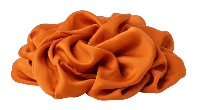 Close-up of bright orange fabric gathered in soft ruffles with material background synthetic abstract close-up composition luxurious minimalist wallpaper lighting