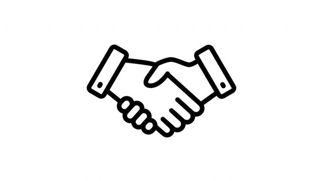 Business handshake deal line art animation for corporate partnership and successful agreement concept