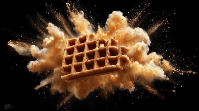 Waffle explotion in mid air, usable for commercial 