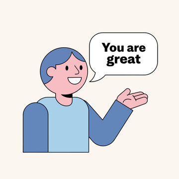 Man speaking positive words of encouragement and praise.