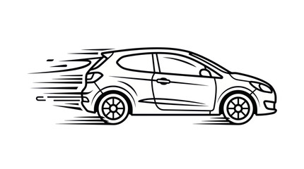 Obraz premium Fast car icon, speed lines, motion blur, vector illustration