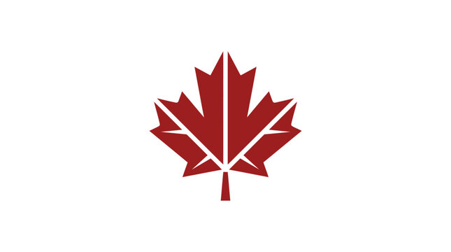 Red Maple Leaf Icon Symbol.