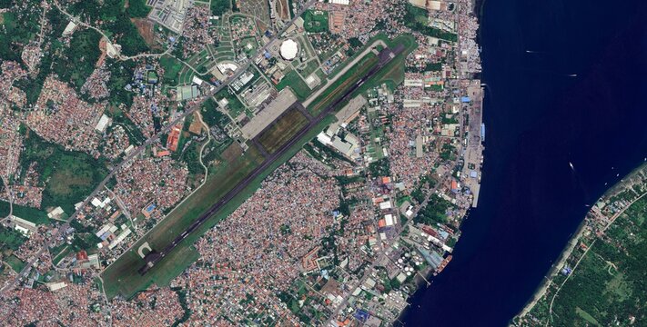 Satellite View of Davao International Airport and City, Philippines