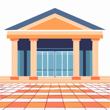 Stylized Illustration of a Classical Building Entrance