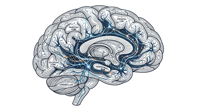 Human Brain Neural Network Illustration