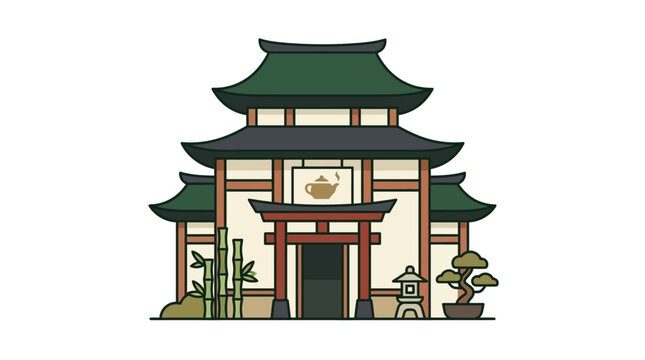 Traditional Chinese Pagoda Gate Architecture.