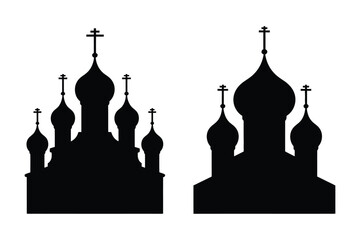 Russian orthodox church cathedrals with onion domes silhouettes cathedral orthodox © Sadek