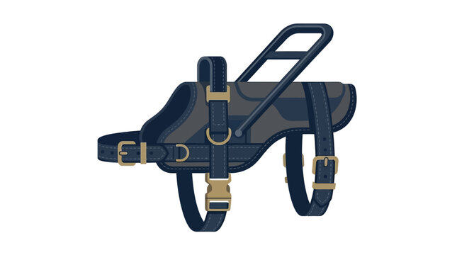 Black leather dog harness straps.