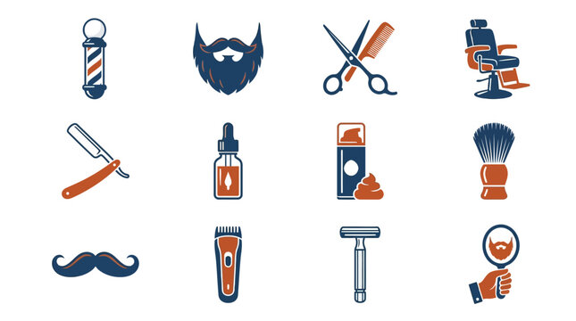 Vintage barber tools and grooming items in layout