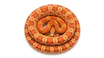 Fototapeta premium Orange Corn Snake Coiled on White Background