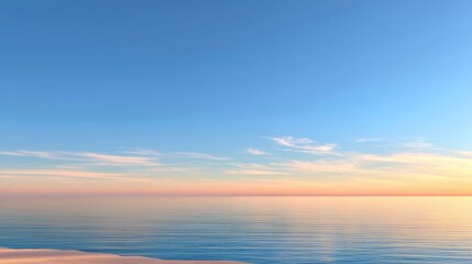 Obraz premium Serene Horizon Over Calm Ocean Waters at Dusk with Soft Colorful Sky and Gentle Waves