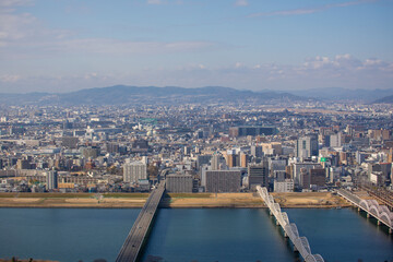 Fototapeta premium A view of central Osaka from Umeda