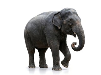 Fototapeta premium Asian Elephant Full Body Isolated on White Background