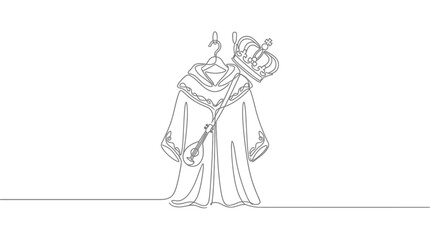 Obraz premium Royal Robes and Crown on Hanger, Minimalist Line Art