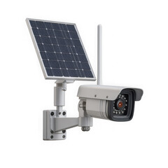 Fototapeta premium Solar panel security camera on a wall