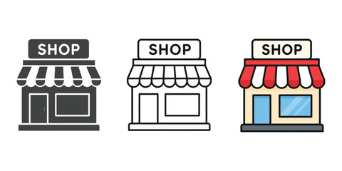 Naklejka premium Shop Store Building Icons
