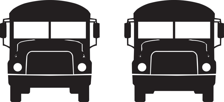 School Bus Collection Silhouette Bundle Vector Set, School Transportation Icons, Front Side Rear View School Bus, Back to School Transportation Clipart