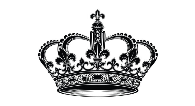 Black and white royal crown icon