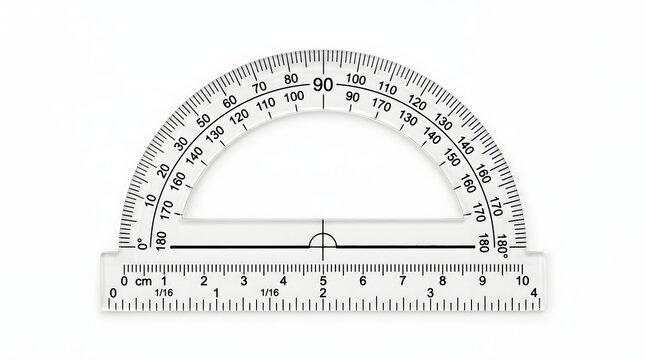 Clear Plastic Protractor and Ruler Geometry Tool