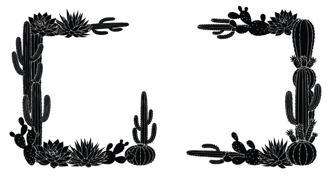 Black cactus frame border