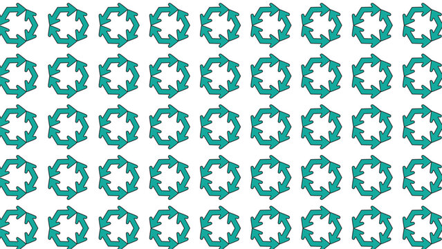 seamless circular arrow pattern background with geometric recycling motifs and repeating vector design