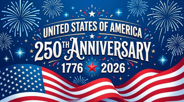 USA 250th anniversary banner, America 250 years Independence