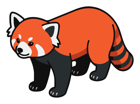 Cute Red Panda Animal Isometric Illustration. Generative AI