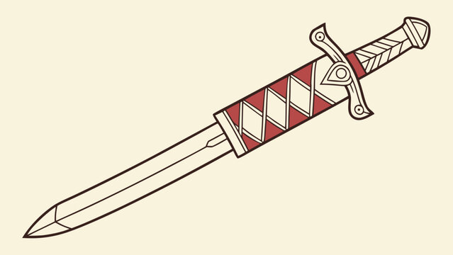 Medieval fantasy dagger vector illustration in clean outline style