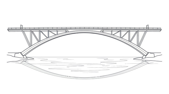 Arch Bridge Drawing: Engineering, Construction, Transportation, Waterway Crossing