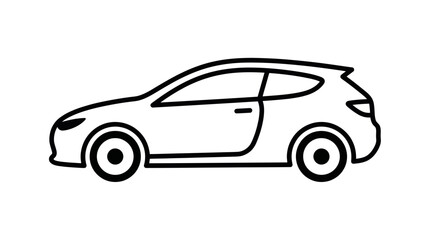 Obraz premium Modern Hatchback Car Icon - Simple Line Art Illustration