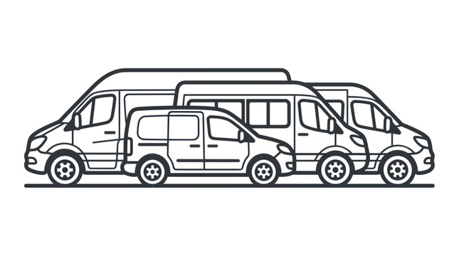 Line Art Vans Collection: Compact, Minivan, and Panel Van Icons