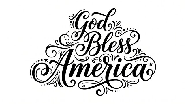 God bless america hand lettering typography design
