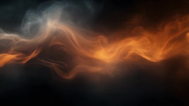 Soft muted orange haze drifting sideways through deep space ambience with gradual glowing motion