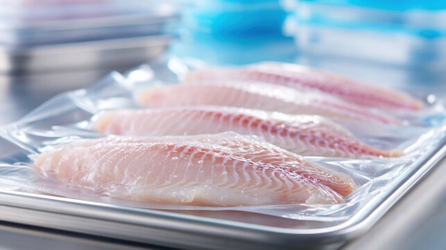 Fresh Fillets of Vacuum-Sealed Fish Products