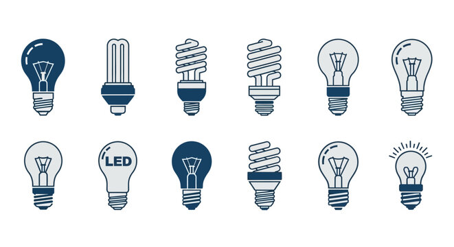 Collection of various light bulbs vector illustration design elements