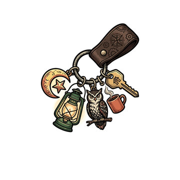 Night shift key ring illustration