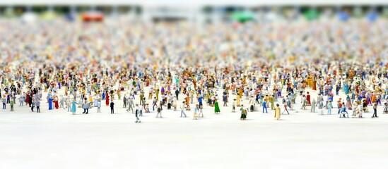 Obraz premium Miniature Crowd Gathering, City Background, Event Photography