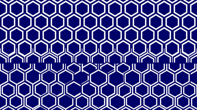 Abstract Hexagonal Pattern on Blue Background