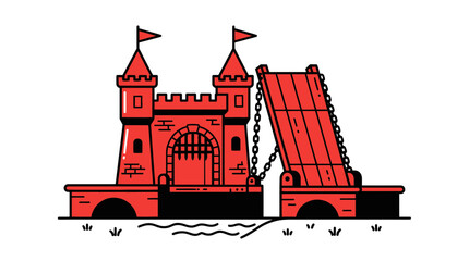 Medieval Castle Gatehouse with Drawbridge Raised © Salon