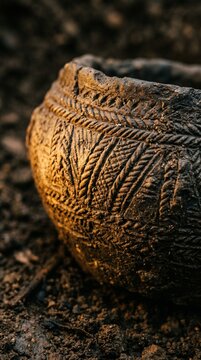 Extreme close up of ancient Jomon