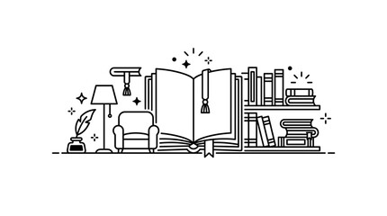 Fototapeta premium Cozy Reading Nook Illustration