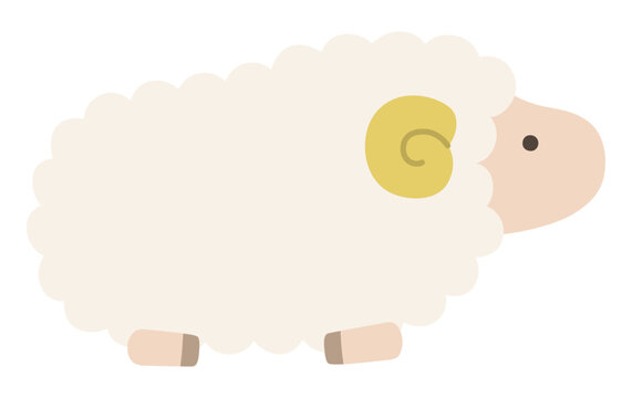 かわいい羊のベクターイラスト。干支、十二支、未、ゆるい、アイコン、ひつじ、未年、年賀状