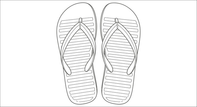 Flip flops line drawing on a white background a minimalist footwear illustration for design projects beachwear sandals