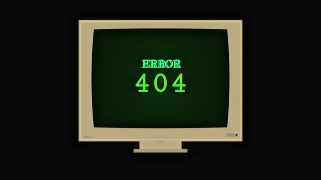 Retro CRT Monitor Displaying Error 404 Message with Glitch Effect on Screen