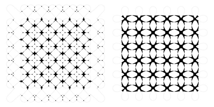 Japanese style modern geometric pattern set with two types of minimal line art