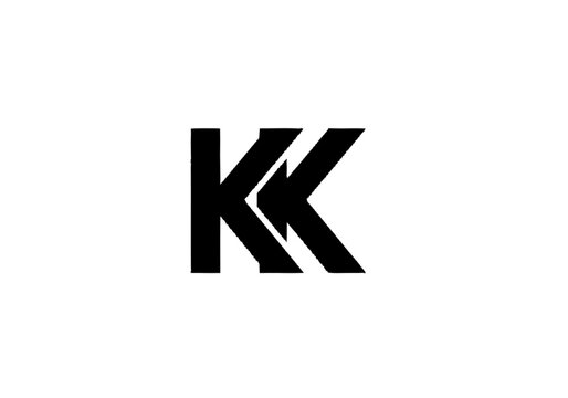 Right-cropped abstract black geometric letter K graphic design on a pr