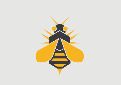 Right-cropped abstract geometric dark grey and golden yellow insect em
