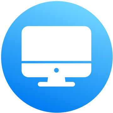 Modern blue gradient desktop computer icon circle badge mobile