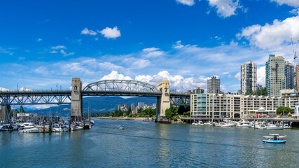 Fototapeta premium Summer journey through False Creek and Vancouver waterfront, British Columbia, Canada