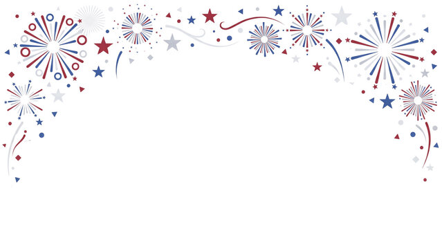 Elegant Fireworks Garland Border for 4th of July Transparent PNG